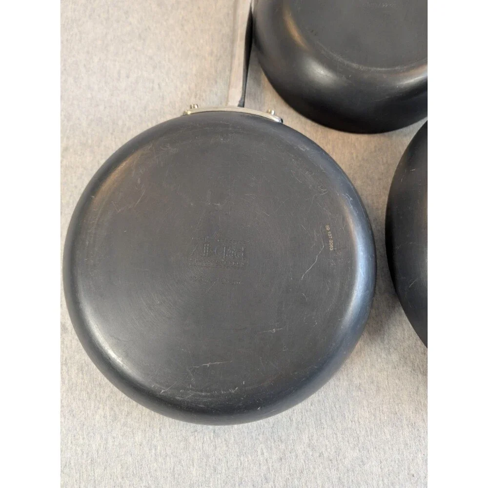 All-Clad 3-Piece Nonstick Frying Pan Set Black w Stainless Handles Electric/Gas